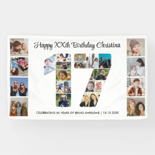 17歳の誕生日パーティー ナンバー17フォトコラージュ 横断幕
