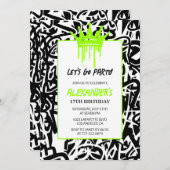 17歳の誕生日招待状メンズパーティーグラフィティクラウン 招待状 (正面/裏面)