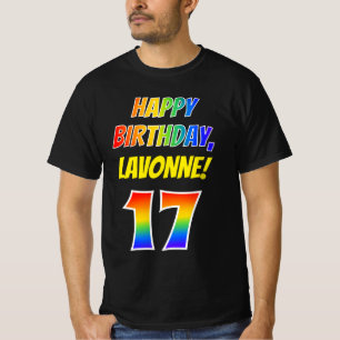 17歳の誕生日 — 大胆で楽しいレインボー17歳、名前をカスタマイズ Tシャツ