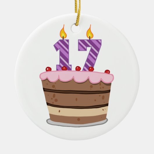 17歳オンお誕生日ケーキ セラミックオーナメント (正面)