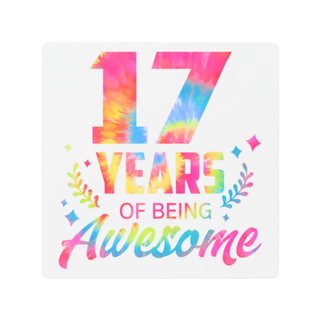 17歳17素晴らし歳誕生日ガールタイD メタルプリント (正面)