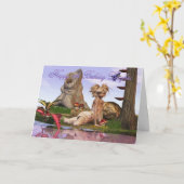 17番目の誕生日ダーリンドーター小妖精や小人ファンタジー湖 カード (黄色い花)