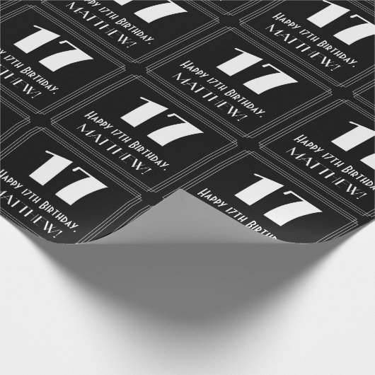 17番目の誕生日-インスパイアアールデコの検索"17"、名前 ラッピングペーパー (角)