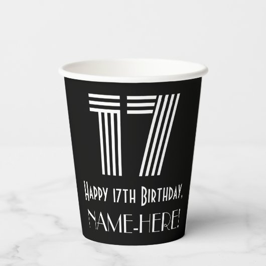 17番目の誕生日:インスパイアアールデコの検索「17」 +名前 紙コップ (裏面)