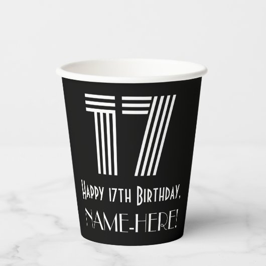 17番目の誕生日:インスパイアアールデコの検索「17」 +名前 紙コップ (正面)