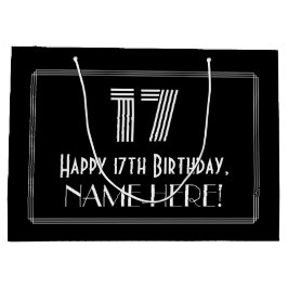 17番目の誕生日:インスパイアアールデコの「17」の外観と名前 ラージペーパーバッグ