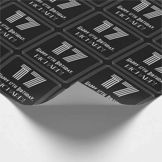 17番目の誕生日:インスパイアアールデコ「17」を見る/名前 ラッピングペーパー (角)