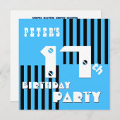 17番目または任意のモダン誕生日ストライプT17Z 招待状 (正面/裏面)
