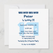 17番目または任意のモダン誕生日ストライプT17Z 招待状 (裏面)