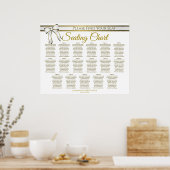 17表(白と金ゴールド)の結婚座席表 ポスター (キッチン)