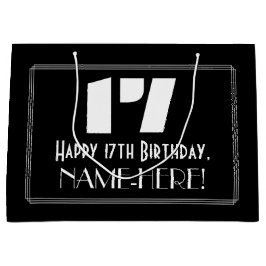 17誕生日インスパイア～アールデコルック"17" +名前 ラージペーパーバッグ
