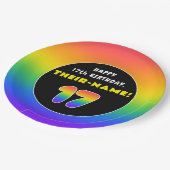 17誕生日カラフル:レインボー# 17,名前をカスタムする ペーパープレート (アングル)