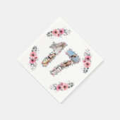 17誕生日ガールフラワーフォトコラージホワイト スタンダードカクテルナプキン (角)