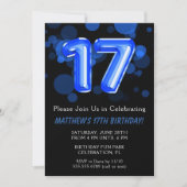 17誕生日バルーンキッズブルーボーイパーティー 招待状 (正面)