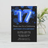 17誕生日バルーンキッズブルーボーイパーティー 招待状 (スタンド正面)