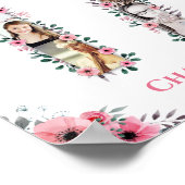 17誕生日ピンク花少女フォトコラージホワイト ポスター (角)