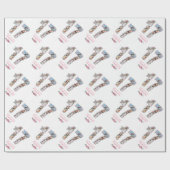 17誕生日フォトガールコラージピンクフラワーホワイト ラッピングペーパー (フラット)