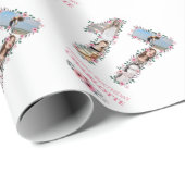 17誕生日フォトガールコラージピンクフラワーホワイト ラッピングペーパー (ロールコーナー)