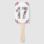 17誕生日フォトコラージピンクガールフラワーホワイト ハンドファン (正面)