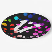 17誕生日レインボードットオンブラック紙プレート ペーパープレート (アングル)