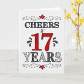 17誕生日応援の赤い白の黒のパターン カード (黄色い花)