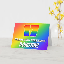 17誕生日数々の：色虹パターン# 17 カード