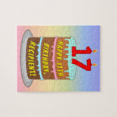 17誕生日:おもしろいケーキとキャンドル+名前をカスタムする ジグソーパズル (横)