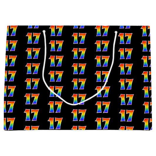 17誕生日:おもしろいレインボーイベント第17パターン ラージペーパーバッグ (正面)