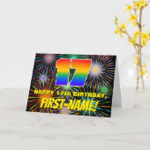 17誕生日:おもしろい、お祝カラフルい花火 カード (黄色い花)