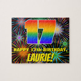 17誕生日:おもしろい、お祝カラフルい花火 ジグソーパズル