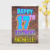 17誕生日-おもしろい、アーバングラフィティインスパイアルック カード (黄色い花)