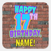 17誕生日-おもしろい、アーバングラフィティインスパイアルック スクエアシール (正面)