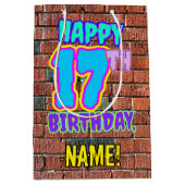 17誕生日:おもしろい、アーバングラフィティインスパイアルック ミディアムペーパーバッグ (正面)