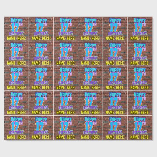 17誕生日:おもしろい、アーバングラフィティインスパイアルック ラッピングペーパー (フラット)