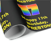 17誕生日:おもしろい、カラフルレインボーインスパイア# 17 ラッピングペーパー (ロールコーナー)