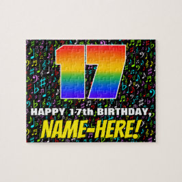 17誕生日:おもしろい、カラフル音楽シンボル、「17」 ジグソーパズル