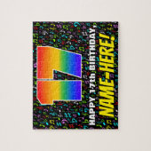 17誕生日:おもしろい、カラフル音楽シンボル、「17」 ジグソーパズル (縦)