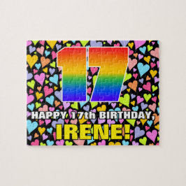 17誕生日:おもしろい、愛するハートシェイプ+「17」 ジグソーパズル