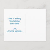 17誕生日:はっきりした,おもしろい,シンプル虹, 17 ポストカード (裏面)