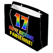 17誕生日:はっきりした,おもしろい,シンプル虹， 17 ラージペーパーバッグ (裏面アングル)