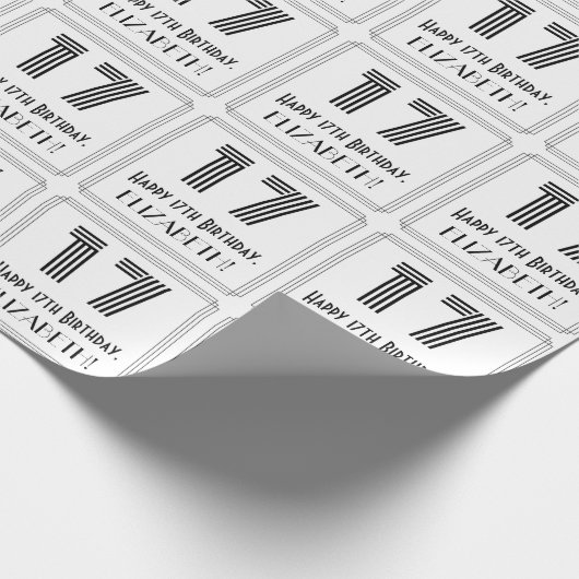 17誕生日:アールデコインスパイアスタイル「17」 +名前 ラッピングペーパー (角)