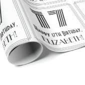 17誕生日:アールデコインスパイアスタイル「17」 +名前 ラッピングペーパー (ロールコーナー)