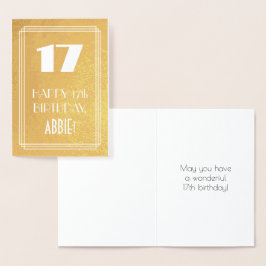17誕生日～アールデコスタイル「17」と名前をカスタムする 箔カード