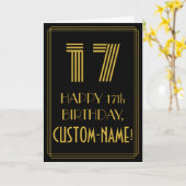17誕生日:インスパイアアールデコの「17」の外観と名前 カード (黄色い花)