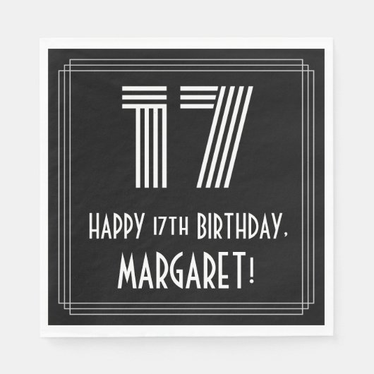 17誕生日:インスパイアアールデコ検索"17" +名前 スタンダードランチョンナプキン (正面)