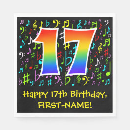 17誕生日-カラフル音楽シンボル、レインボー17 スタンダードランチョンナプキン