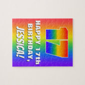 17誕生日: カラフル、おもしろいレインボーパターン# 17 ジグソーパズル (横)