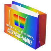 17誕生日: カラフル、おもしろいレインボーパターン# 17 ラージペーパーバッグ (正面アングル)