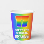 17誕生日: カラフル、おもしろいレインボーパターン# 17 紙コップ (裏面)