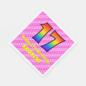 17誕生日:ピンクストライプのハート、レインボー# 17 スタンダードランチョンナプキン (角)